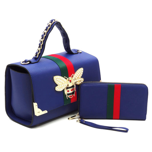 Stripped BEE BOXY SATCHEL with Wallet Set