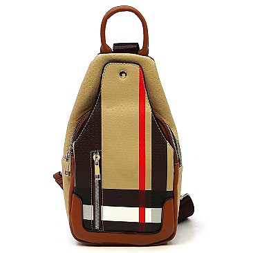 Trendy Plaid Check Sling Backpack