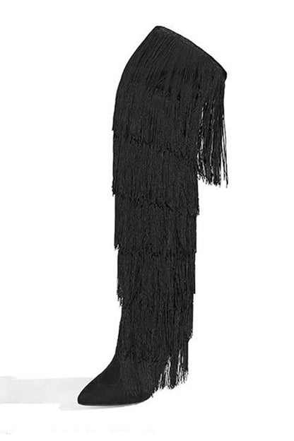 Over The Knee Fringe Boots