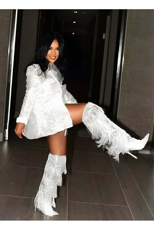 Over The Knee Fringe Boots