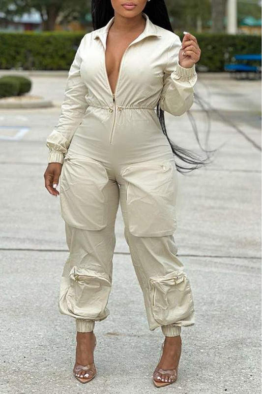 CARGO ZIPPERED POCKET JUMPSUIT