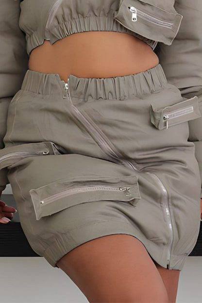 Zipper Puffer Skirt
