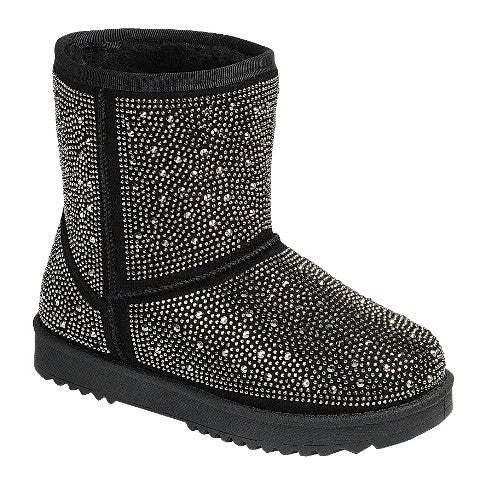 Sparkly Crystal Boots with Faux Fur Lining