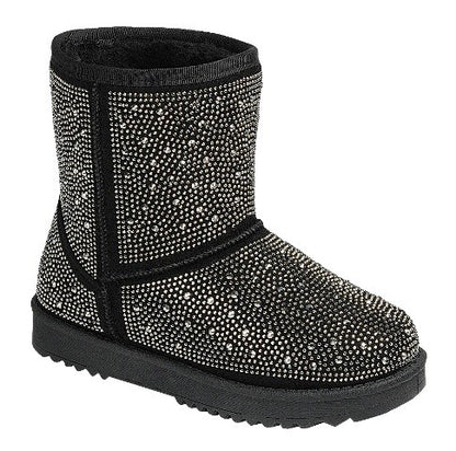 Sparkly Crystal Boots with Faux Fur Lining