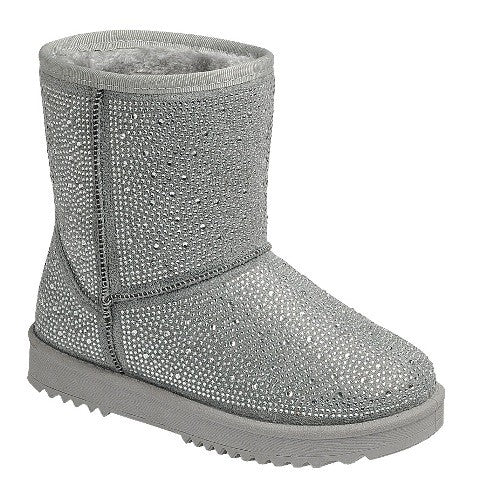 Sparkly Crystal Boots with Faux Fur Lining