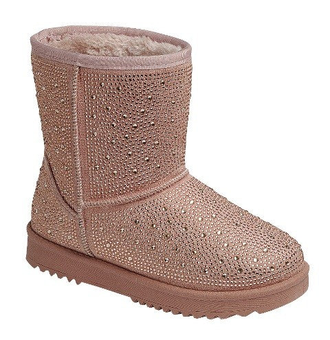 Sparkly Crystal Boots with Faux Fur Lining
