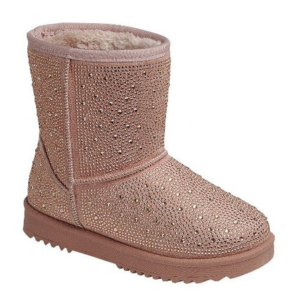 Sparkly Crystal Boots with Faux Fur Lining