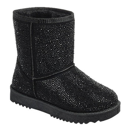 Sparkly Crystal Boots with Faux Fur Lining