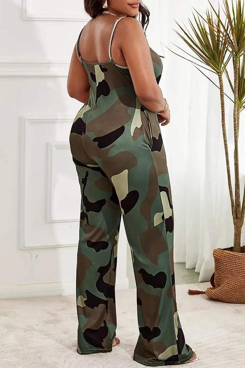 CAMOUFLAGE PRINT SPAGHETTI STRAP JUMPSUIT
