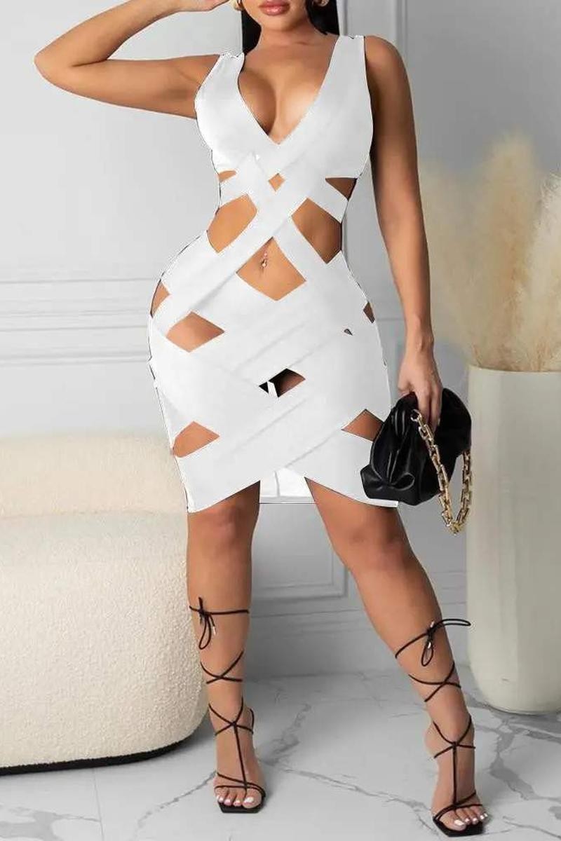 BANDAGE CUTOUT SLEEVELESS BODYCON DRESS