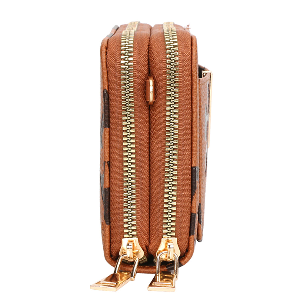 PRINT ZIPPER CROSSBODY WALLET BAG