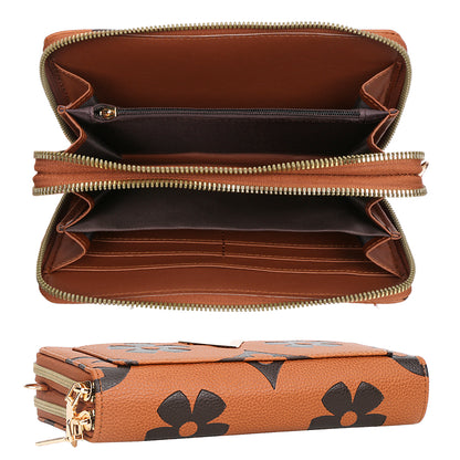 PRINT ZIPPER CROSSBODY WALLET BAG