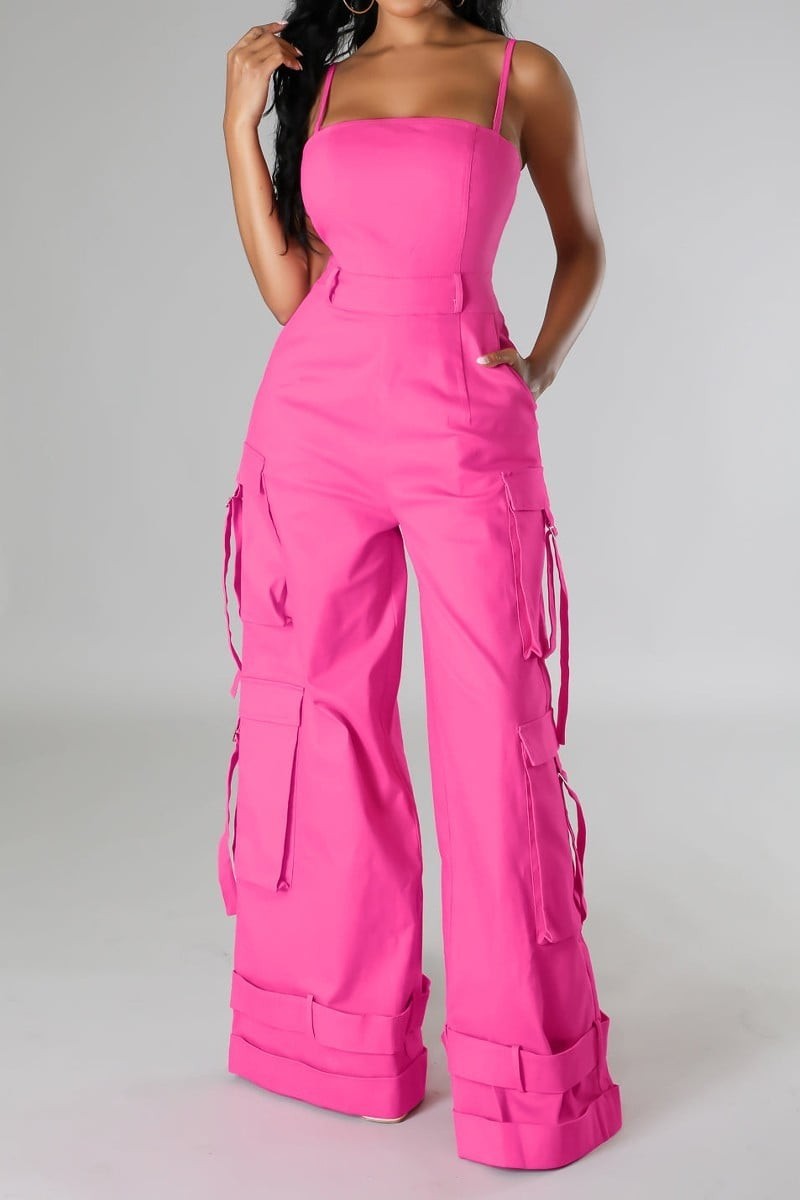 Spaghetti Strap Cargo Jumpsuit