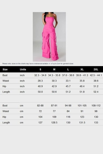 Spaghetti Strap Cargo Jumpsuit