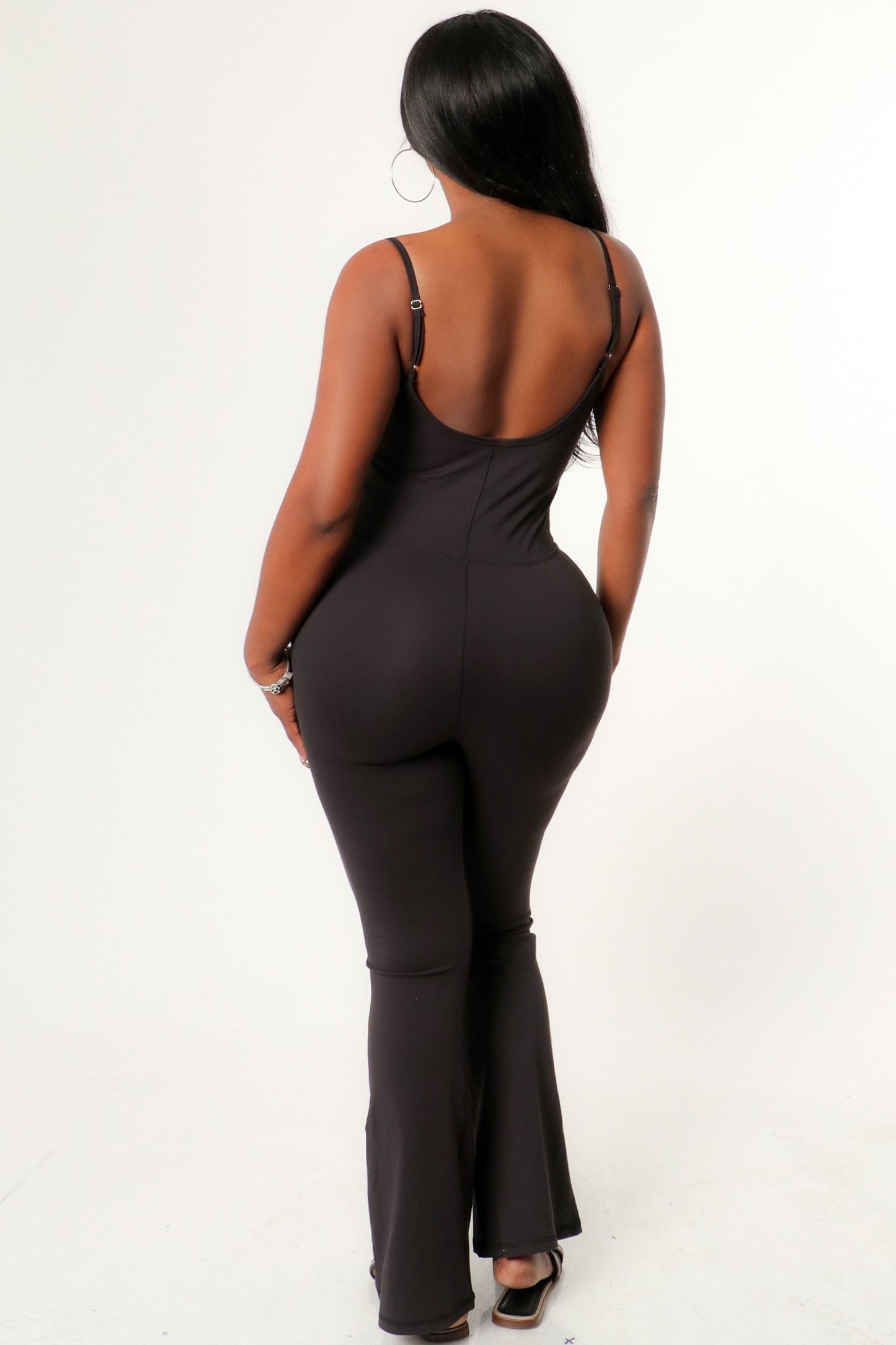 BELL BOTTOM SPAGHETTI STRAP SLEEVELESS JUMPSUIT