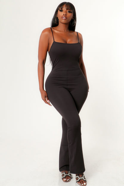 BELL BOTTOM SPAGHETTI STRAP SLEEVELESS JUMPSUIT
