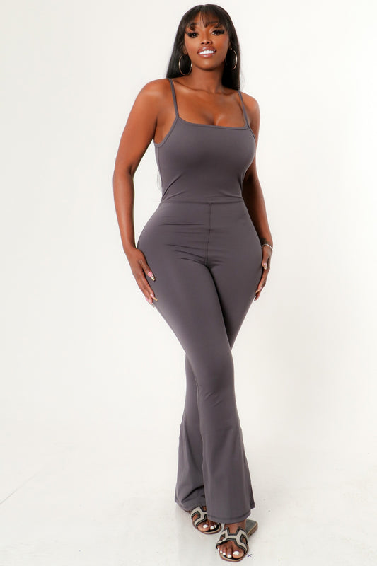 BELL BOTTOM SPAGHETTI STRAP SLEEVELESS JUMPSUIT