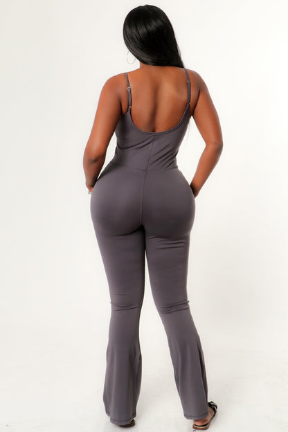 BELL BOTTOM SPAGHETTI STRAP SLEEVELESS JUMPSUIT