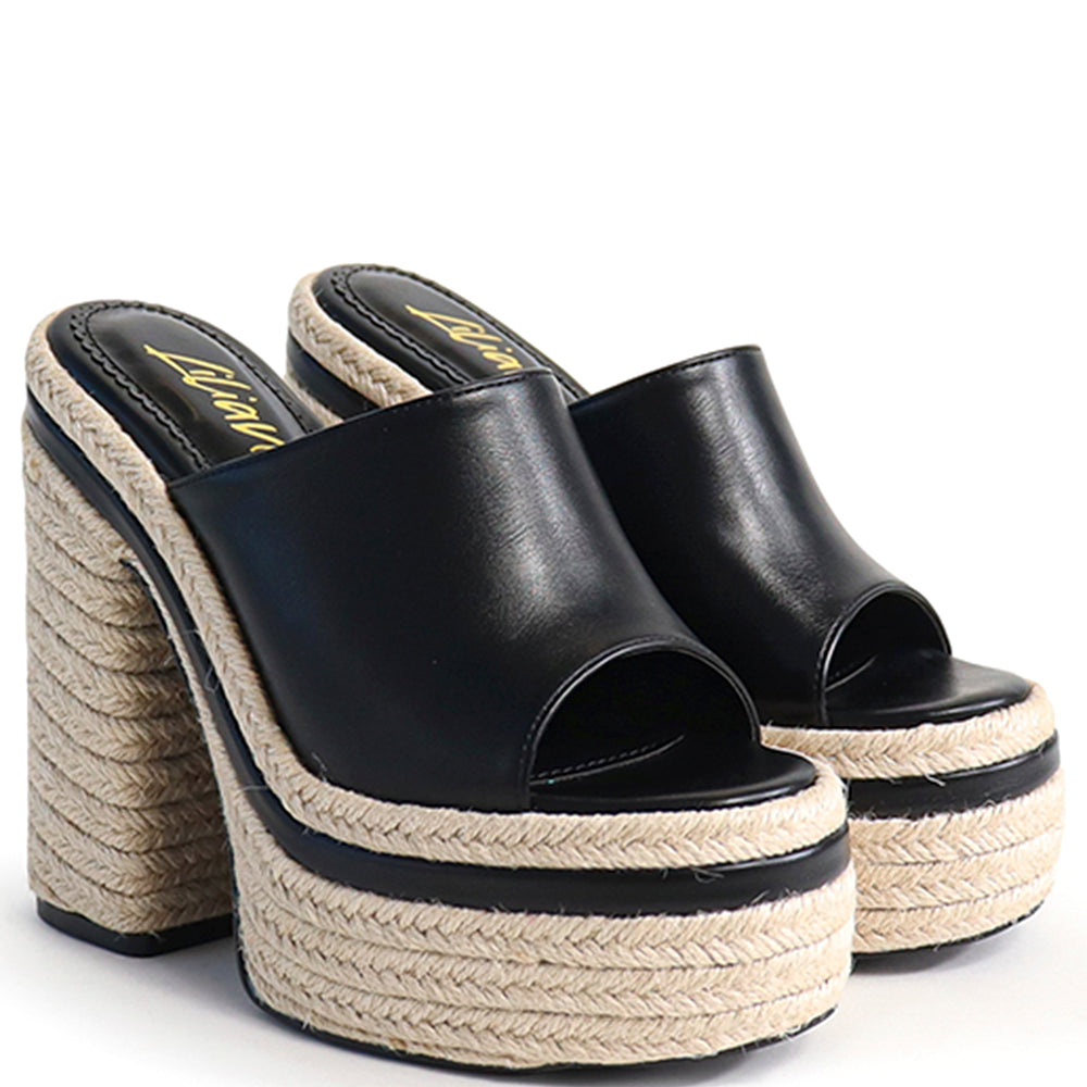 HIGH THICK SLIDE OPEN TOE HEEL