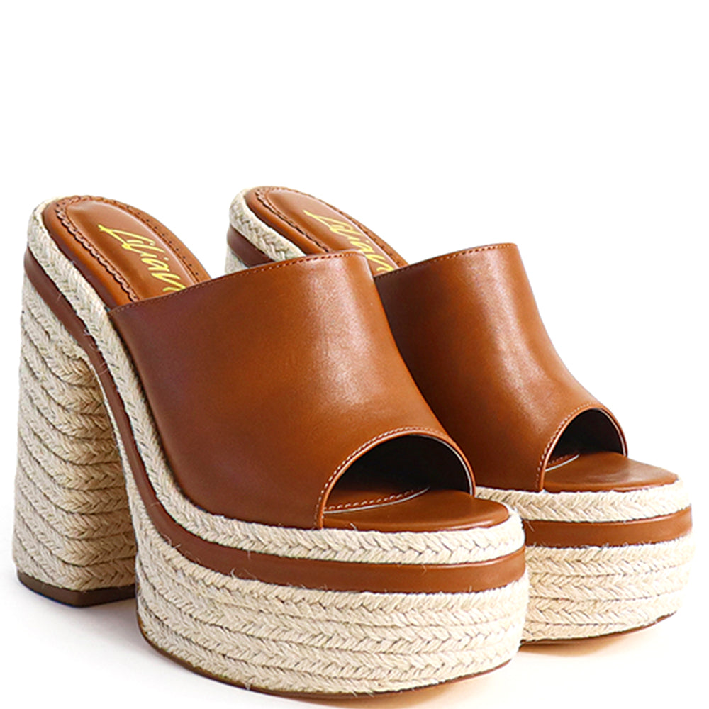 HIGH THICK SLIDE OPEN TOE HEEL