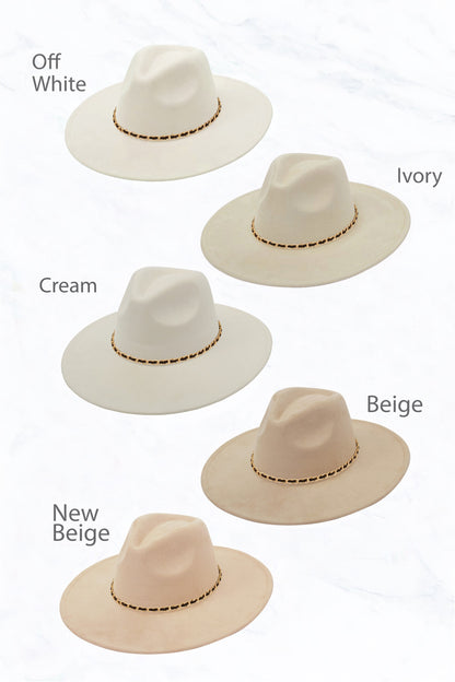 Suede Peach Top Fedora, Gold Chain Black Strap