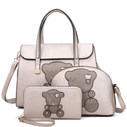 BEAR SATCHEL BAG W CROSSBODY AND WALLET SET
