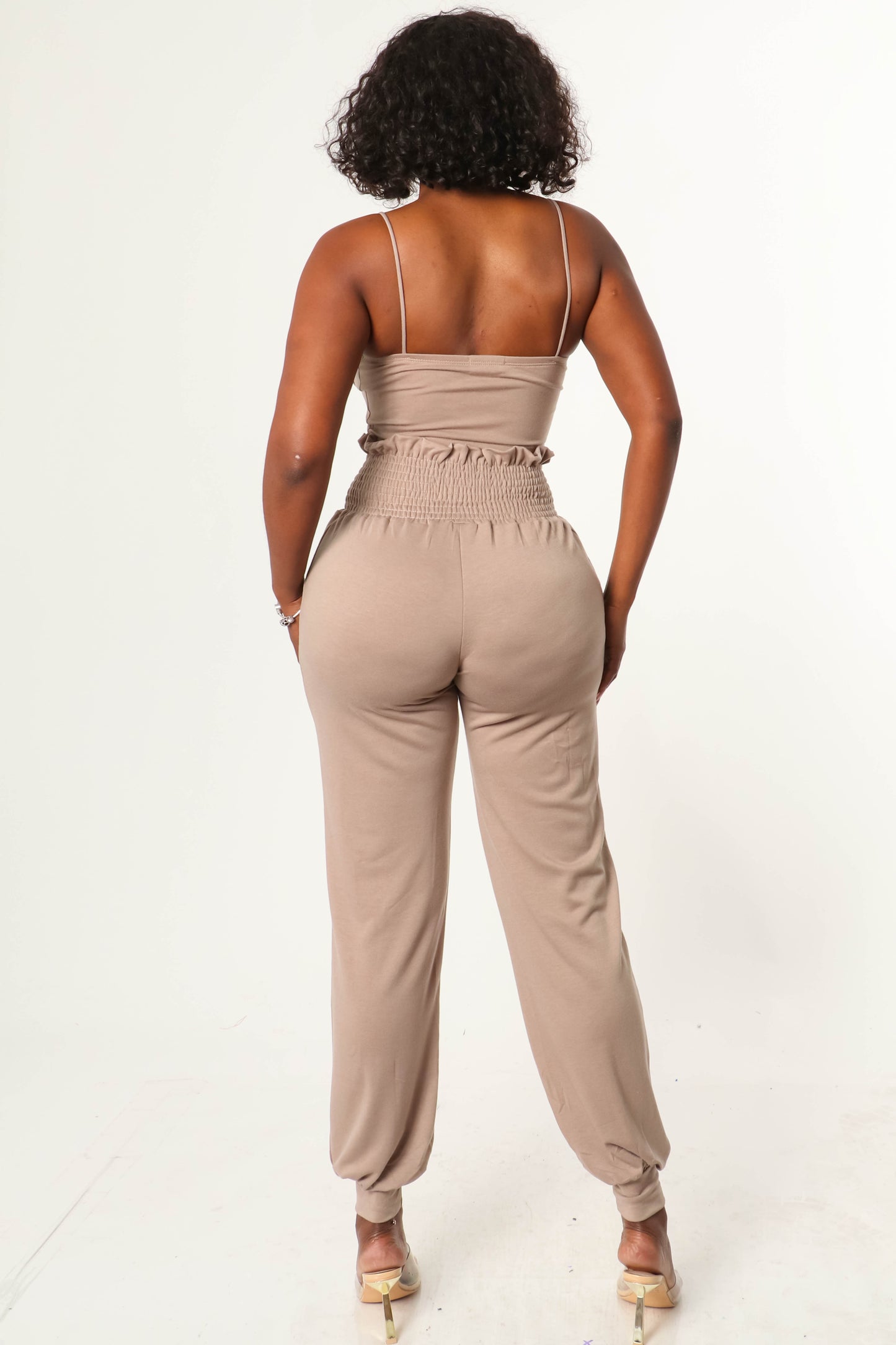 CORSET CROP TOP AND HIGH WAIST JOGGER PANT SET