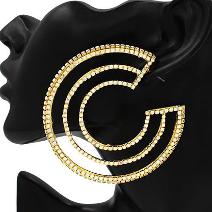 WIDE RHINESTONE HOOP EARRING
