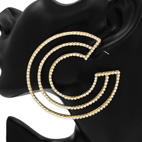 WIDE RHINESTONE HOOP EARRING