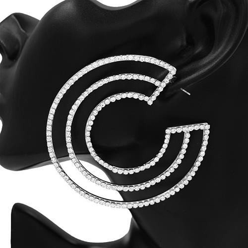 WIDE RHINESTONE HOOP EARRING