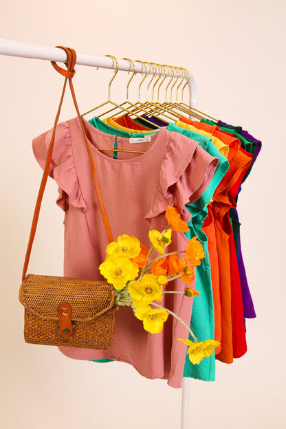 Ruffle cap sleeve brooklyn airflow blouse
