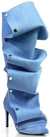 POINTY TOE STILETTO KNEE HIGH BOOTIES