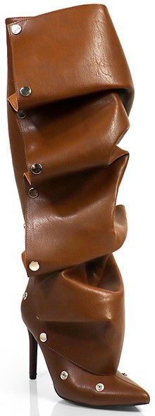 POINTY TOE STILETTO KNEE HIGH BOOTIES