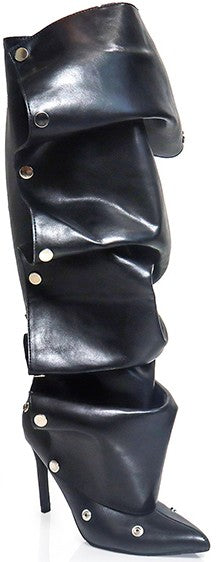 POINTY TOE STILETTO KNEE HIGH BOOTIES