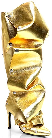 POINTY TOE STILETTO KNEE HIGH BOOTIES