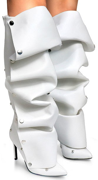 POINTY TOE STILETTO KNEE HIGH BOOTIES