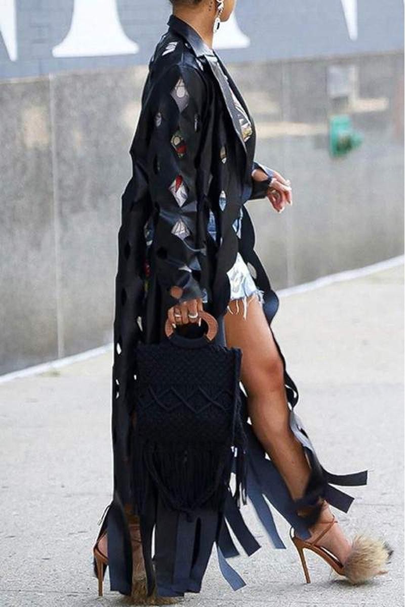 VEGAN LEATHER MAXI CARDIGAN