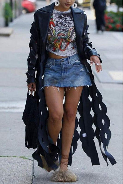 VEGAN LEATHER MAXI CARDIGAN