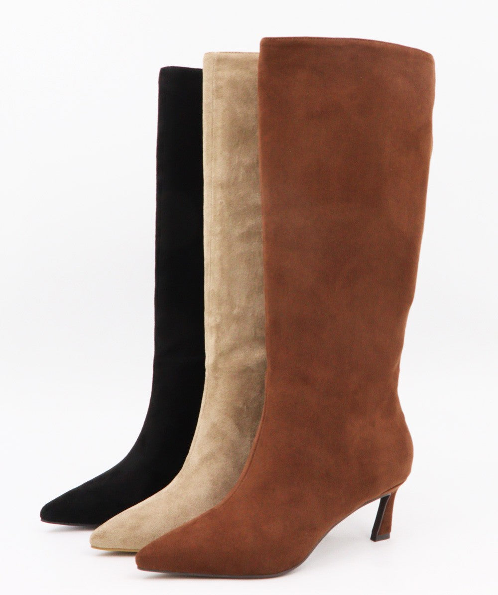Kitten Heel Pointed-Toe Knee-High Boots
