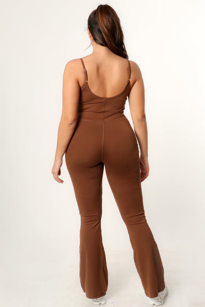 BELL BOTTOM SPAGHETTI STRAP SLEEVELESS JUMPSUIT