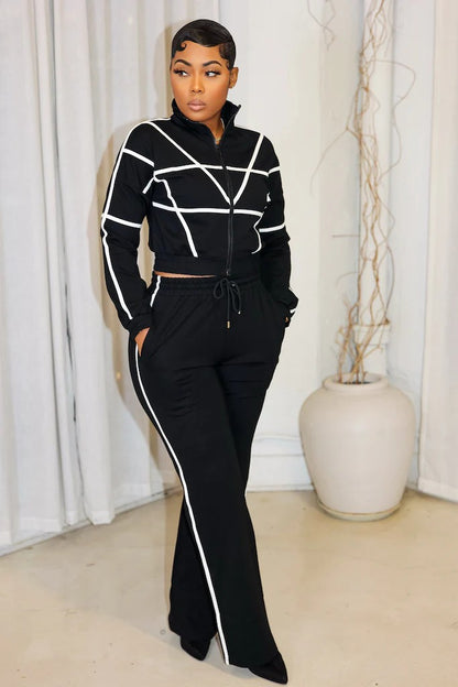 Knit Tracksuit With Contrast Stripes