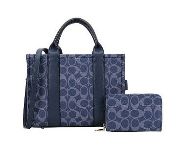 2-IN-1 Oval Print Quality Satchel Wallet Set