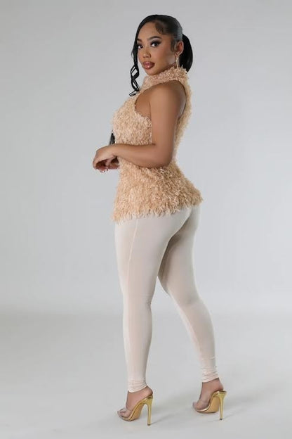 FAUX FUR TOP AND LEGGINGS SET