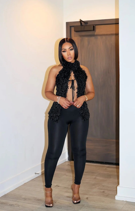 FAUX FUR TOP AND LEGGINGS SET