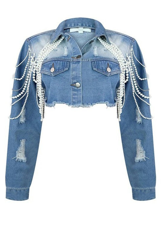 Pearl Tassels Denim Jacket