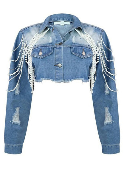 Pearl Tassels Denim Jacket