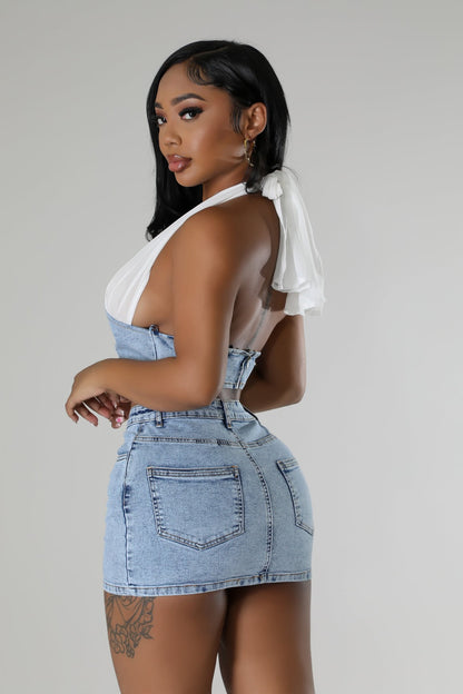 Halter Neck Crop Top And Skirt Set