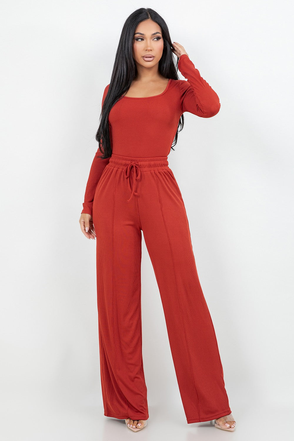 Slinky Long Sleeve Bodysuit With Pants Set