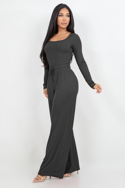 Slinky Long Sleeve Bodysuit With Pants Set