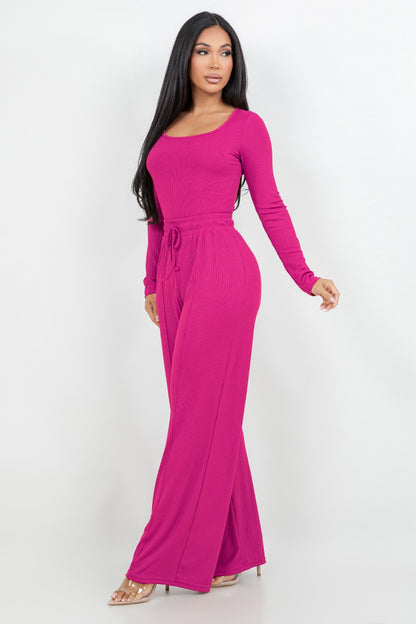 Slinky Long Sleeve Bodysuit With Pants Set